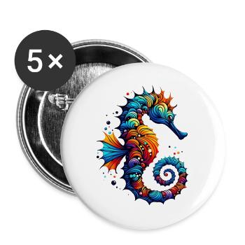 Seahorse - Buttons large 2.2''/56 mm (5-pack) - white - Front
