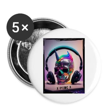 pride - Buttons groß 56 mm (5er Pack) - Weiß - Vorne