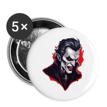 Vampire / Dracula / Bloodsucker / Halloween / Myth - Buttons large 2.2''/56 mm (5-pack) - white - Front