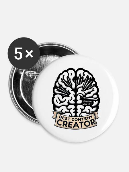 Content Creator Masterpiece - Buttons groß 56 mm (5er Pack) - Weiß