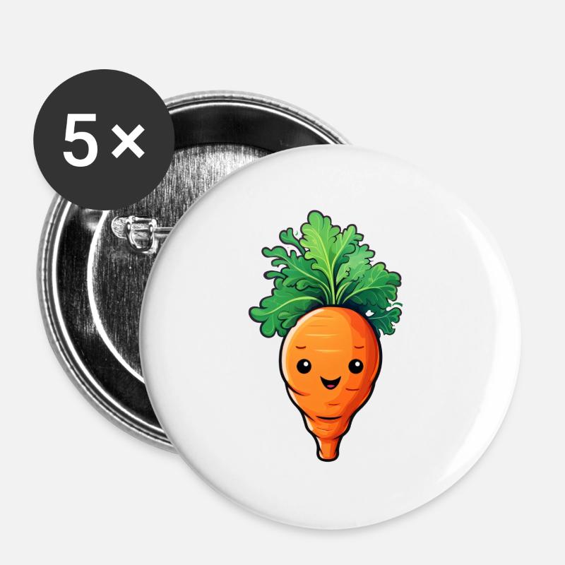 Carrot Carrot Kawai - Buttons large 2.2''/56 mm (5-pack) - white