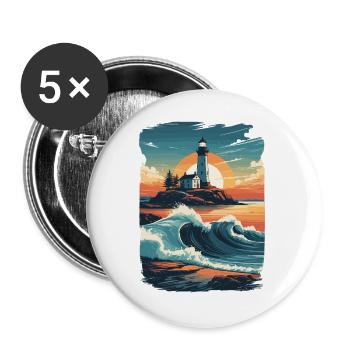 Leuchtturm - Buttons groß 56 mm (5er Pack) - Weiß - Vorne