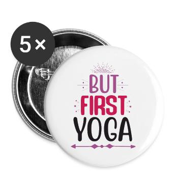 Mais d’abord le yoga - Lot de 5 grands badges (56 mm) - blanc - Devant