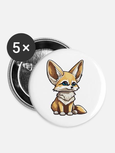 Fennec - Buttons groß 56 mm (5er Pack) - Weiß
