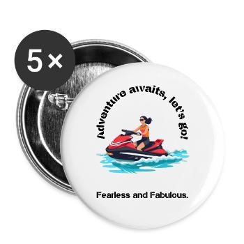 Design d’aventure en jet ski vibrant - Lot de 5 grands badges (56 mm) - blanc - Devant