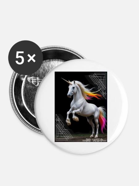 Wildes Einhorn - Buttons groß 56 mm (5er Pack) - Weiß