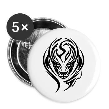 Snakehead Tribal Art - Buttons large 2.2''/56 mm (5-pack) - white - Front