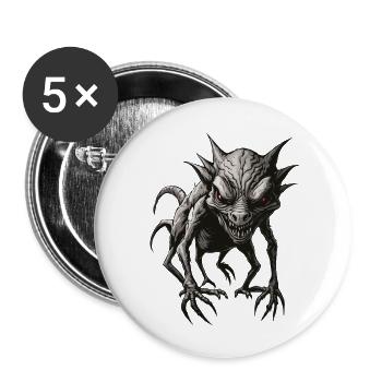 Chupacabra / Saugende Kreatur / Monster /Spanien - Buttons groß 56 mm (5er Pack) - Weiß - Vorne