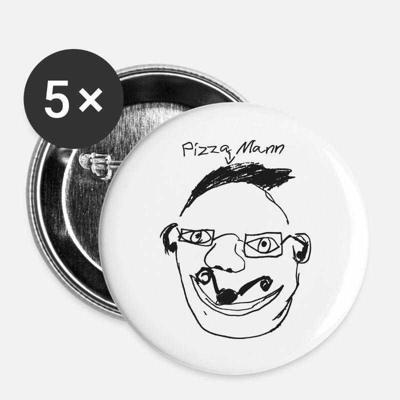 Pizza Man - Buttons large 2.2''/56 mm (5-pack) - white