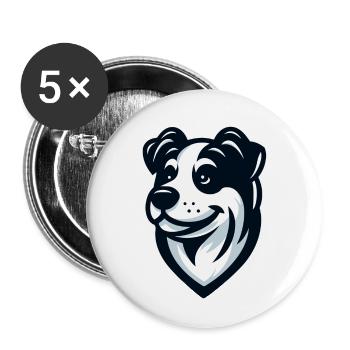 Doggy: Illustration of a Friend - Buttons large 2.2''/56 mm (5-pack) - white - Front
