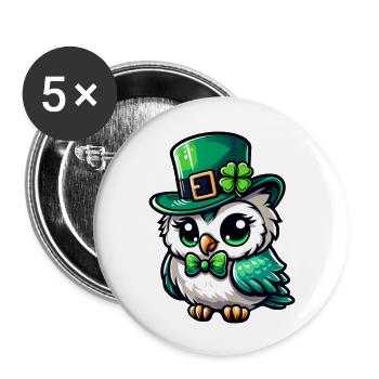 Conception mignonne bande dessinée Harfang des neiges de la Saint-Patrick - Lot de 5 grands badges (56 mm) - blanc - Devant