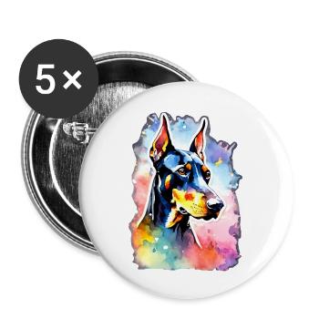 Doberman Doberman Dog Doberman - Buttons large 2.2''/56 mm (5-pack) - white - Front