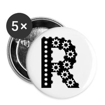 Letter R - Buttons large 2.2''/56 mm (5-pack) - white - Front