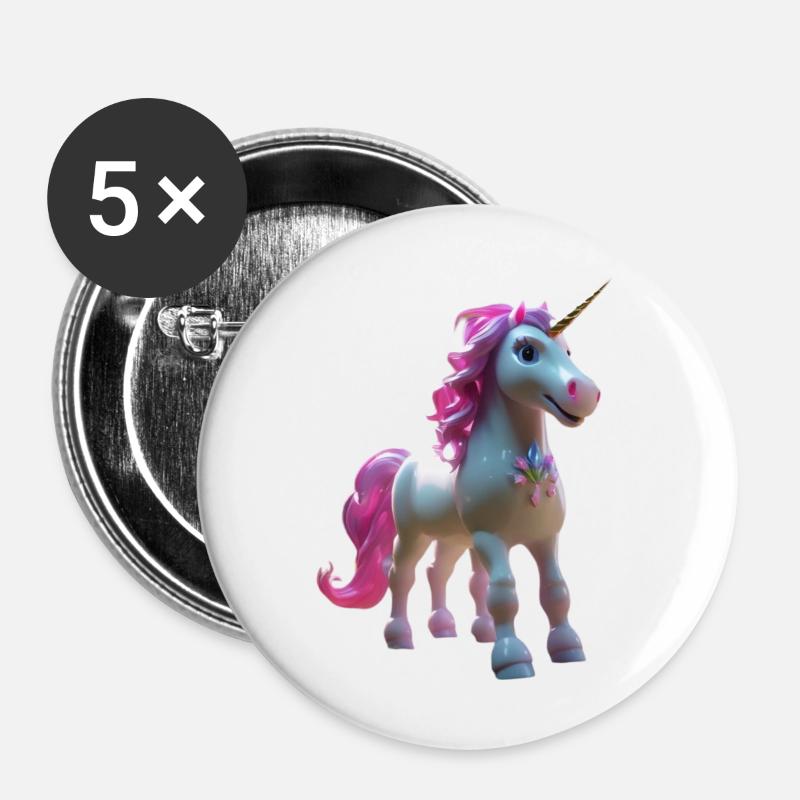 Unicorn - Buttons large 2.2''/56 mm (5-pack) - white