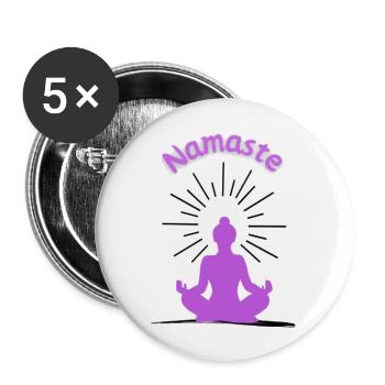 Namaste purple - Buttons large 2.2''/56 mm (5-pack) - white - Front