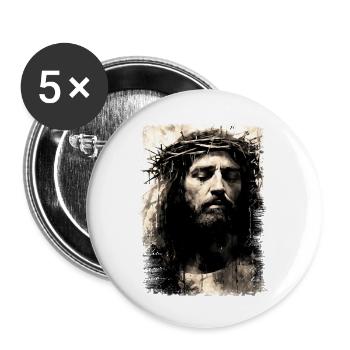 jesus bible christian religion christian cross christian - Buttons large 2.2''/56 mm (5-pack) - white - Front