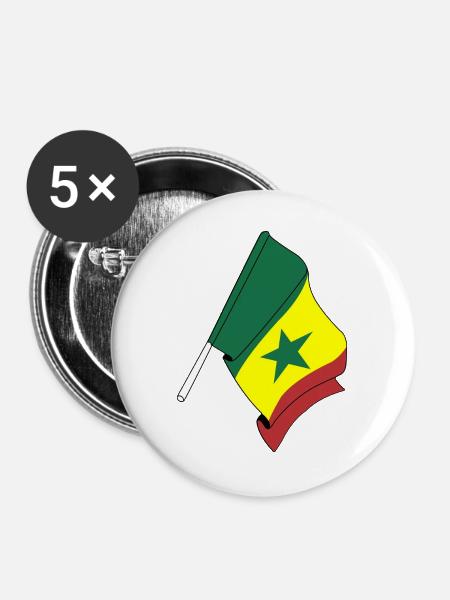 Flagge von Senegal - Buttons groß 56 mm (5er Pack) - Weiß