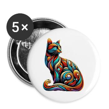 Cat - Buttons large 2.2''/56 mm (5-pack) - white - Front