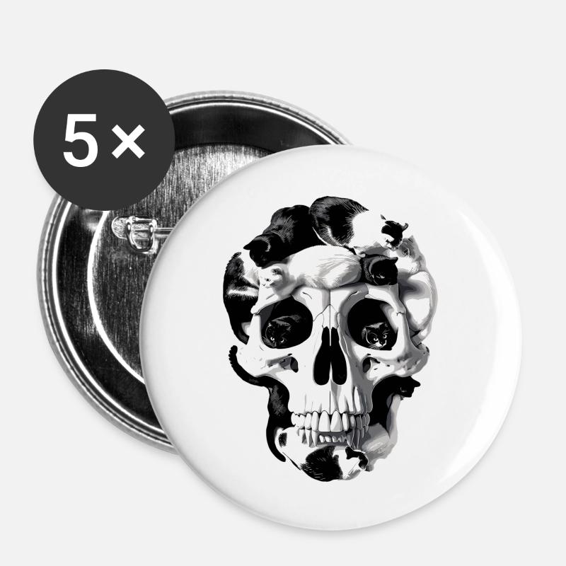 Catskull - Buttons large 2.2''/56 mm (5-pack) - white