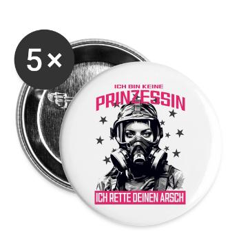Firefighter Princess T-Shirt - Buttons large 2.2''/56 mm (5-pack) - white - Front