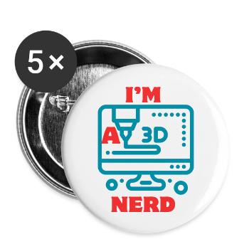 3D-Drucker Spezialist I'm a 3d nerd - Buttons groß 56 mm (5er Pack) - Weiß - Vorne
