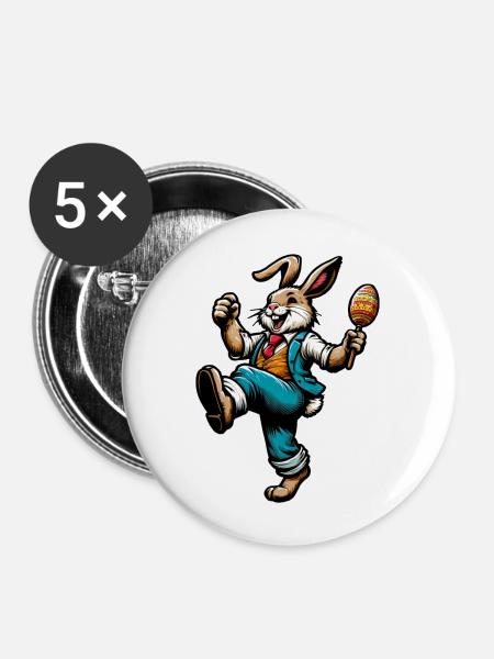 Osterhase singend - Buttons groß 56 mm (5er Pack) - Weiß