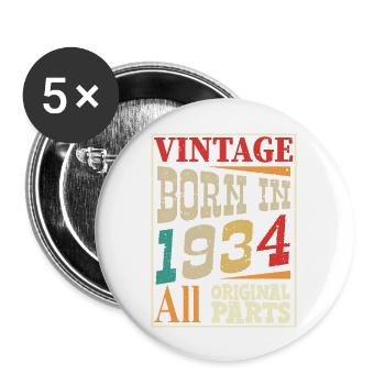 Vintage born in 1934 - Original parts - Buttons large 2.2''/56 mm (5-pack) - white - Front