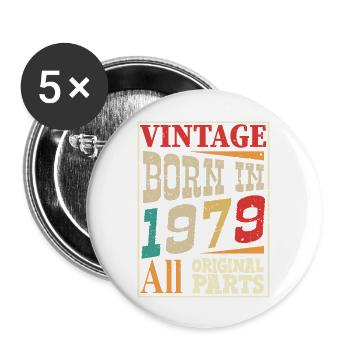 Vintage born in 1979 - Original parts - Lot de 5 grands badges (56 mm) - blanc - Devant