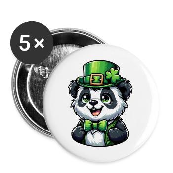 St. Patrick's Panda Feier - Buttons groß 56 mm (5er Pack) - Weiß - Vorne