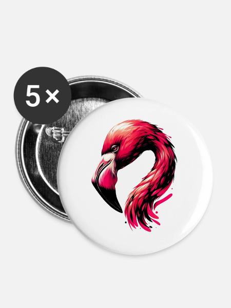 Flamingo - Buttons groß 56 mm (5er Pack) - Weiß