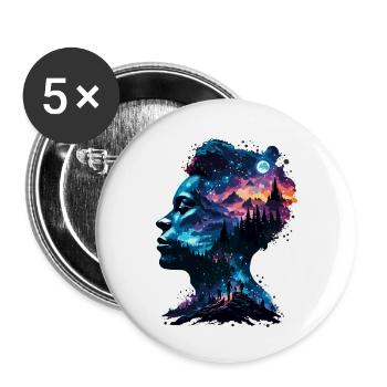 Silhouette / Forest / Portrait / Trees / Person - Buttons large 2.2''/56 mm (5-pack) - white - Front