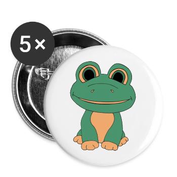 Süßer Frosch - Buttons groß 56 mm (5er Pack) - Weiß - Vorne