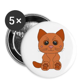 Süße braune Katze - Buttons groß 56 mm (5er Pack) - Weiß - Vorne