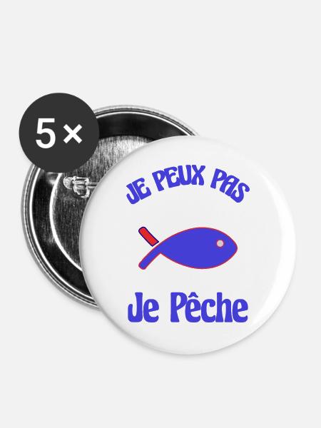 SARDINE. FISCH. APRILSCHERZ. ICH KANN NICHT - Buttons groß 56 mm (5er Pack) - Weiß