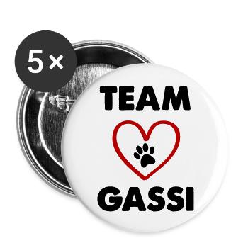 team gassi - Buttons groß 56 mm (5er Pack) - Weiß - Vorne