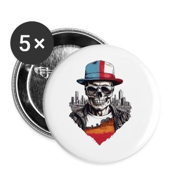 Crâne - Lot de 5 grands badges (56 mm) - blanc - Devant