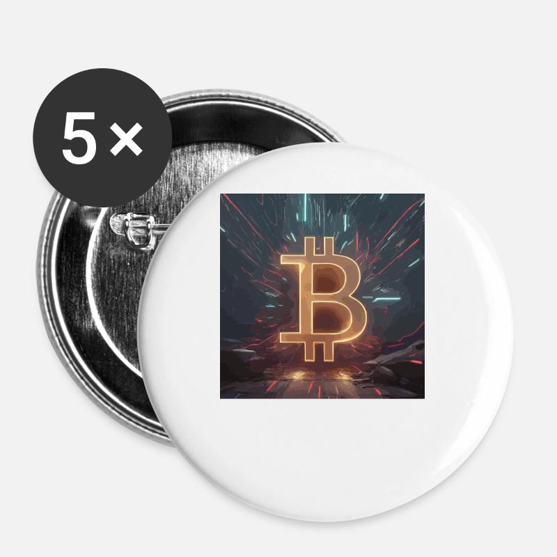 Futuristische Bitcoin-Energie - Buttons groß 56 mm (5er Pack) - Weiß