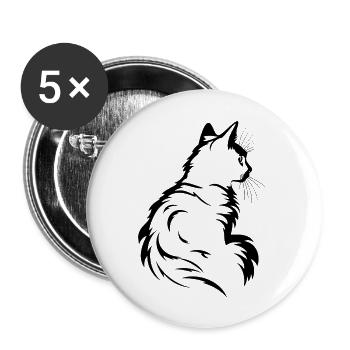 Cat, Cat Motif - Buttons large 2.2''/56 mm (5-pack) - white - Front