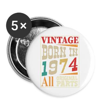 Vintage born in 1974 - Original parts - Buttons large 2.2''/56 mm (5-pack) - white - Front