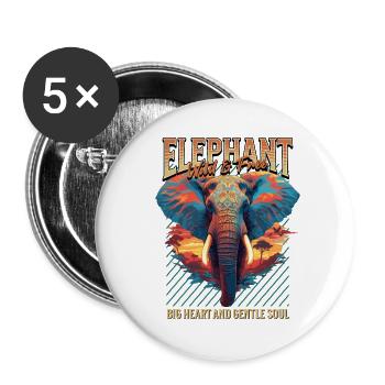 Éléphant Afrique Safari Nature nature sauvage aquarelle Art - Lot de 5 grands badges (56 mm) - blanc - Devant