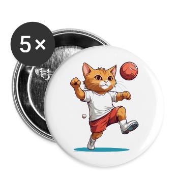 Mignon Handball Chat Ball Sports Design Streetwear - Lot de 5 grands badges (56 mm) - blanc - Devant
