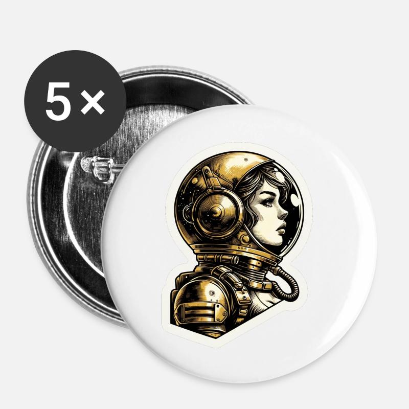 Space girl - Buttons large 2.2''/56 mm (5-pack) - white