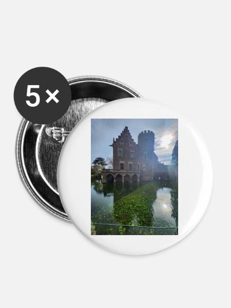 Deutsches Schloss - Buttons groß 56 mm (5er Pack) - Weiß