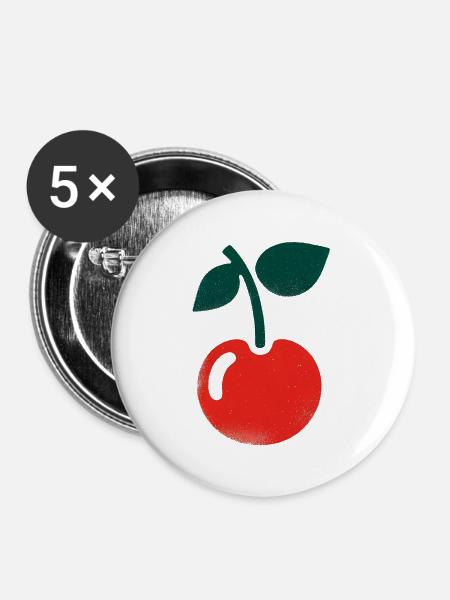 Kirsche - Buttons groß 56 mm (5er Pack) - Weiß