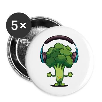 Bubatz - DJ - Musik - Legalize it - Brokkoli - Buttons groß 56 mm (5er Pack) - Weiß - Vorne