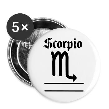 Skorpion Sternzeichen Textbanner - Buttons groß 56 mm (5er Pack) - Weiß - Vorne