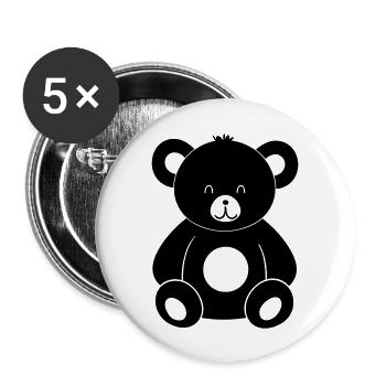 Teddy Bear - Buttons large 2.2''/56 mm (5-pack) - white - Front