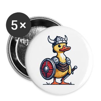 Viking Quacksalber: Die Ente von Walhalla - Buttons groß 56 mm (5er Pack) - Weiß - Vorne