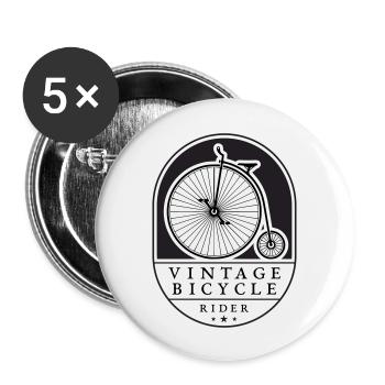 Vintage Bicycle Rider, Black on Light, Penny farthing - Buttons large 2.2''/56 mm (5-pack) - white - Front