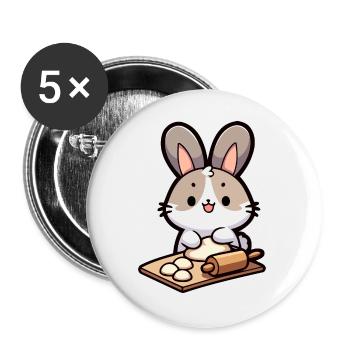 Bunny Baker : Le défriqueur de pâte - Lot de 5 grands badges (56 mm) - blanc - Devant